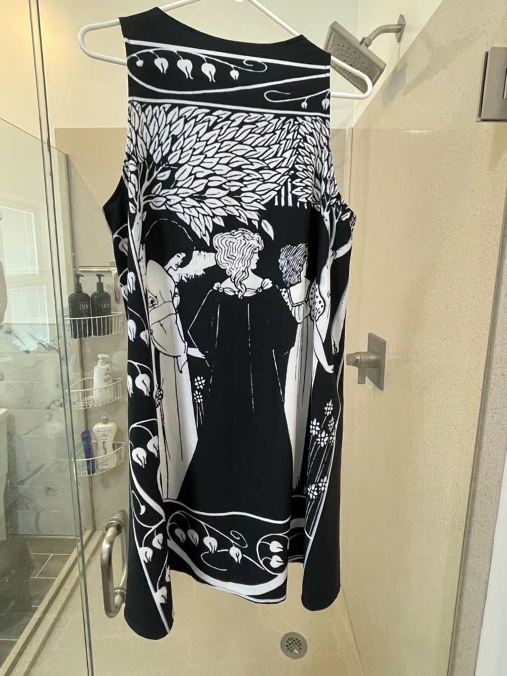 Unique Black and Cream Graphic Shift Dress - Picture 3 of 3